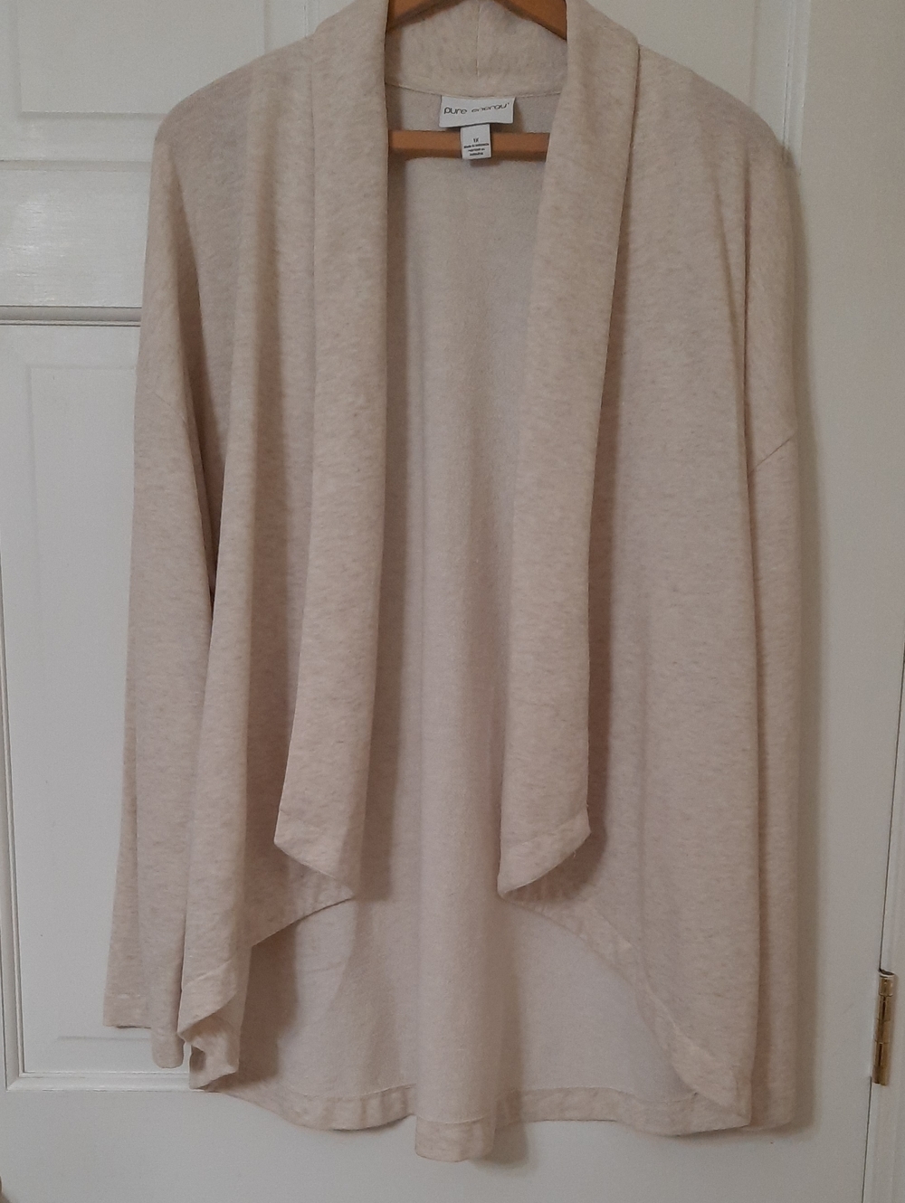 Pure Energy Open-Front Cardigan in Light Beige